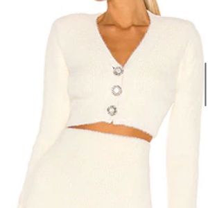 NBD GRACE SWEATER WHITE FUZZY CROP